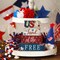 4 Pcs Memorial Day Decorations Patriotic 4th of July Tabletop Decor Red White Blue Table Centerpieces Wood Block God Bless Sign for Tiered Tray Home Shelf Mantel(Independence Day USA)